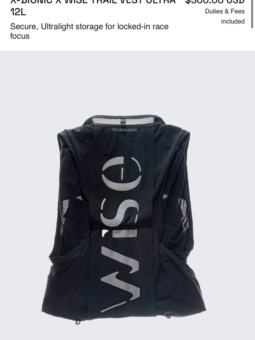 X-Bionic Men’s Black Trail Running Vest